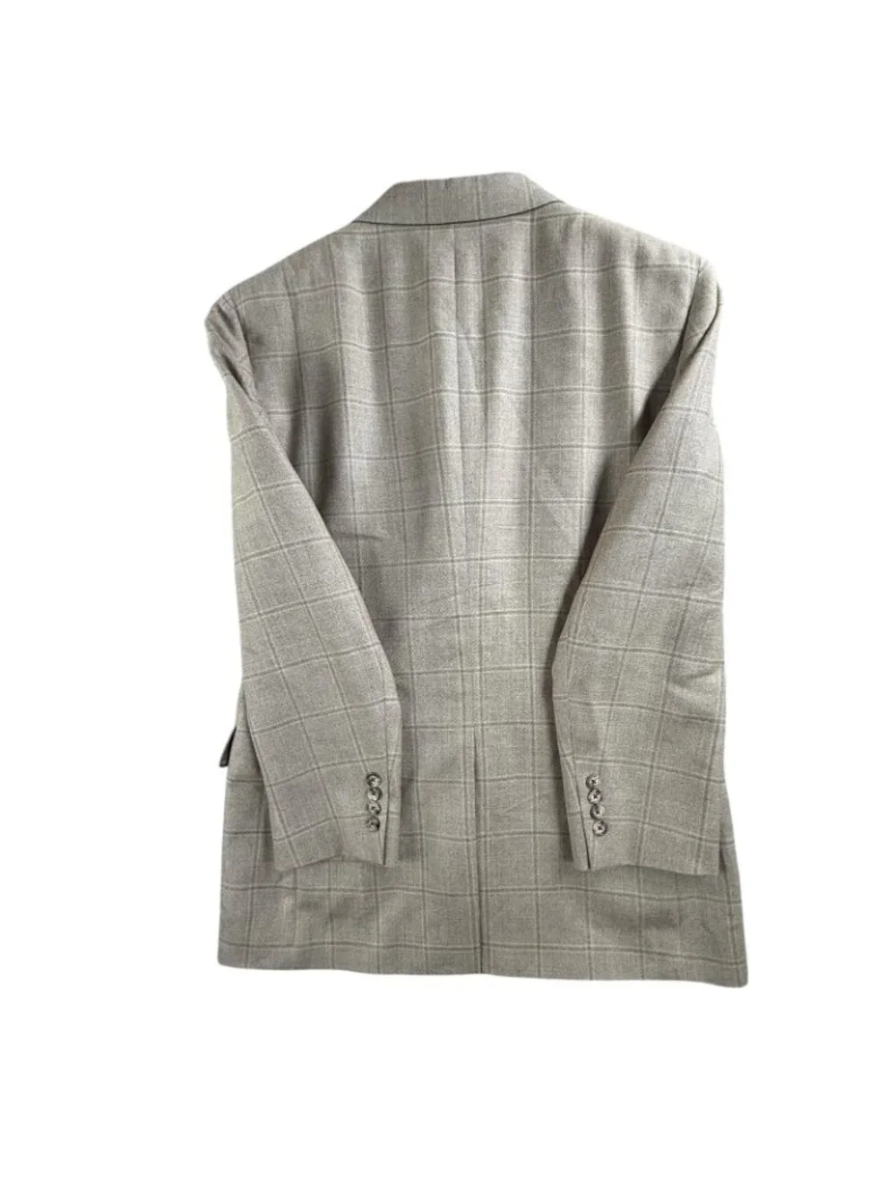 Jos A Bank Blazer Mens 39R Beige Windowpane Silk Wool Tweed Sport Coat Jacket